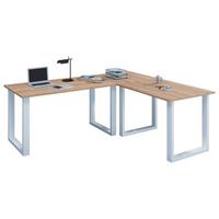 Kotna Pisalna Miza Lona, Hrast, 190x160cm - bela/hrast sonoma, Moderno, kovina/leseni material (190/160/76cm) - MID.YOU