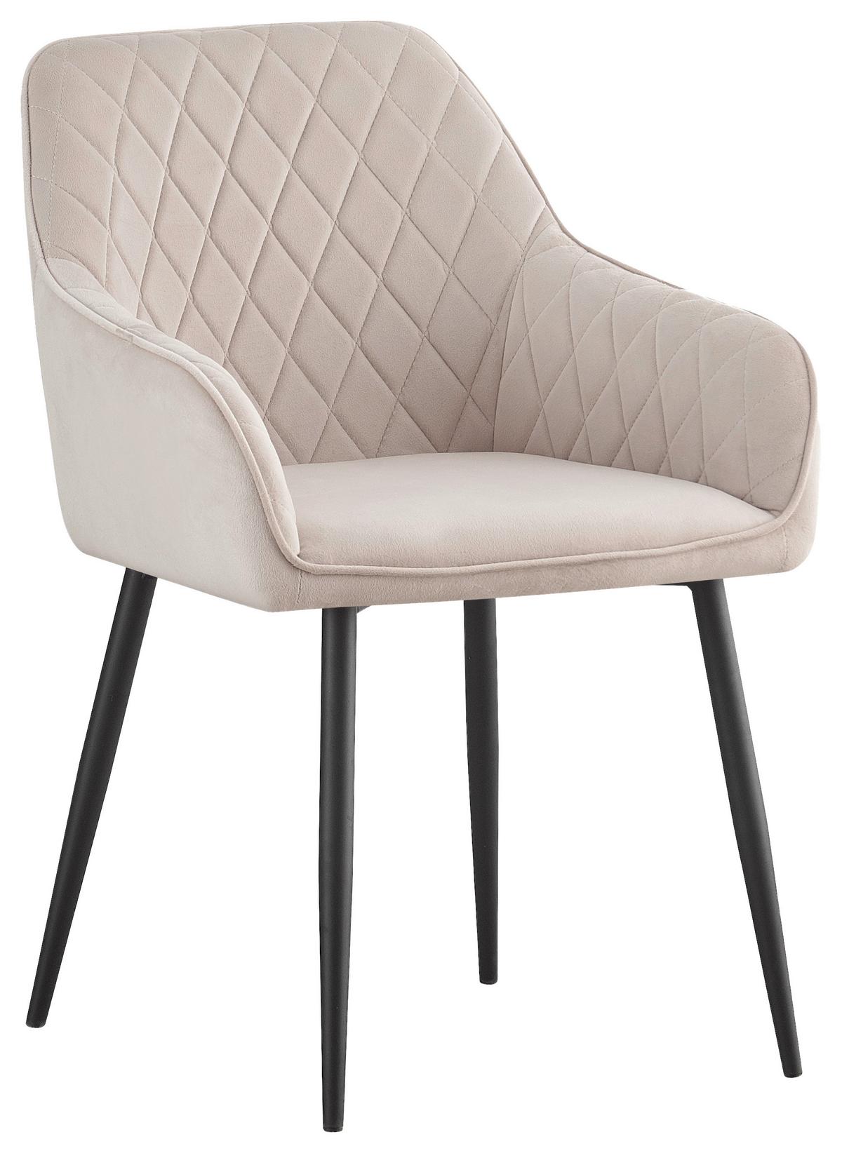 ZESTAW KRZESEŁ Z PODŁOKIETNIK. STU - beżowy/czarny, Design, metal/tkanina (56/82,5/61,5cm) - Novel