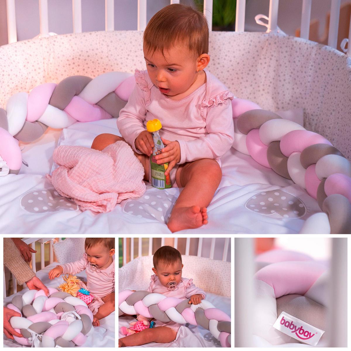 OCHRANIACZ DO ŁÓŻECZKA GEFLOCHTEN - beżowy, Basics, tkanina (200/13/13cm) - Babybay