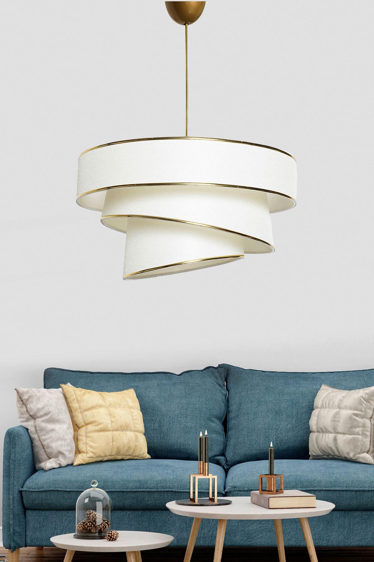 LAMPA WISZĄCA COUPER - biały/kolor złoty, Konventionell, tworzywo sztuczne/metal (40/72cm)