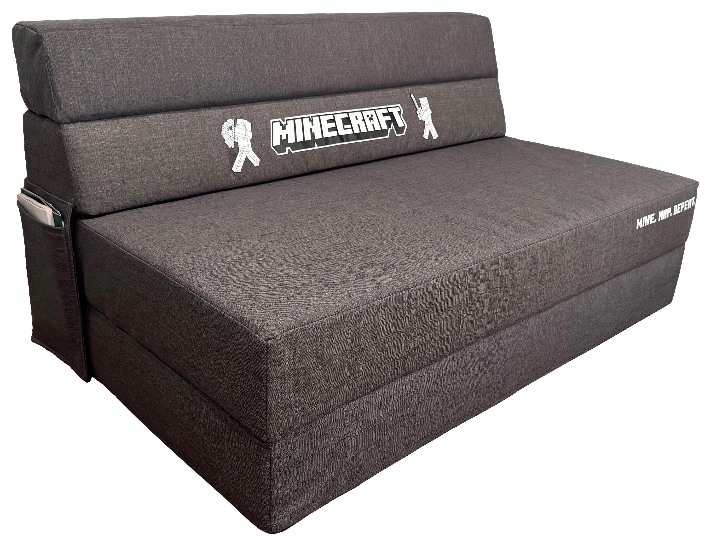 Schlafsofa Minecraft ca. 119x80x200 cm Grau - Grau, MODERN, Textil (119/80/80-200cm) - Minecraft