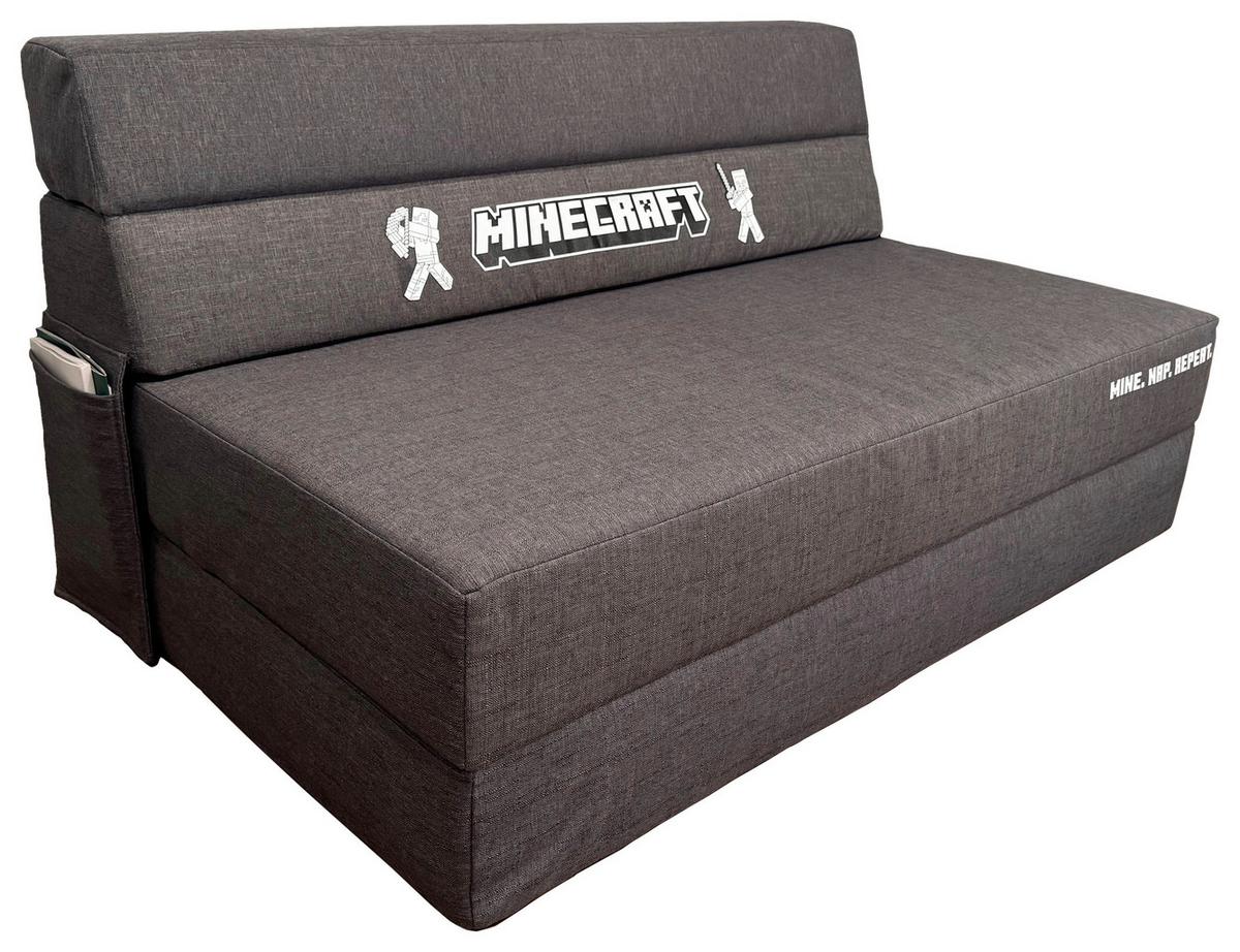 Schlafsofa Minecraft ca. 119x80x200 cm Grau - Grau, MODERN, Textil (119/80/80-200cm) - Minecraft