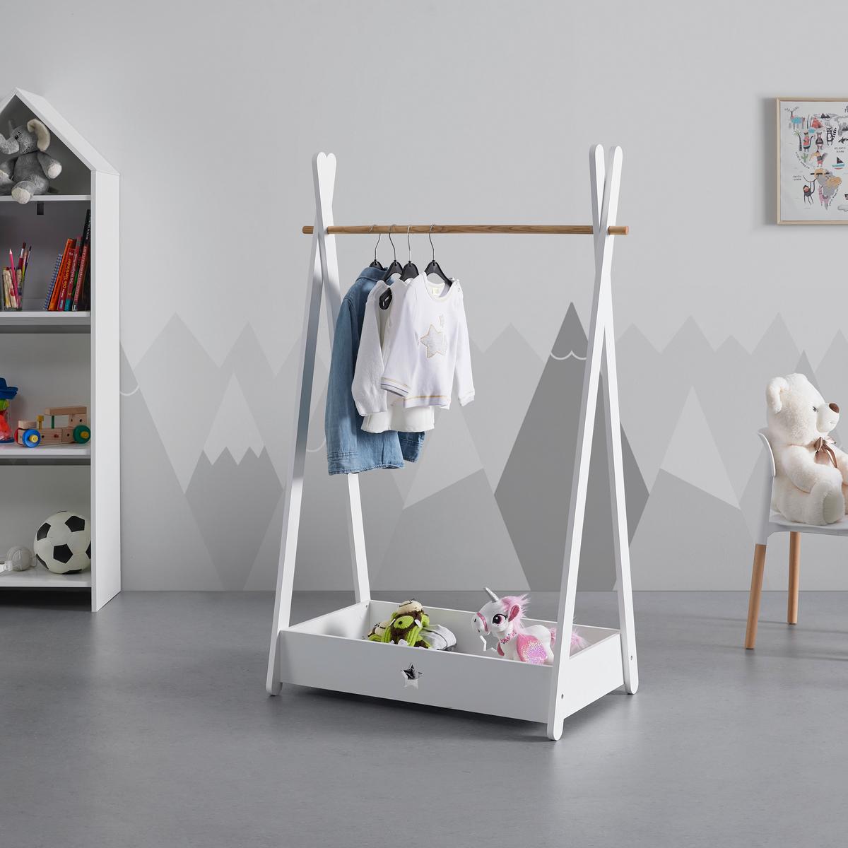 Kinderkleiderschrank weiß, "Lia" - Weiß, MODERN (73/126/43cm) - Bessagi Kids