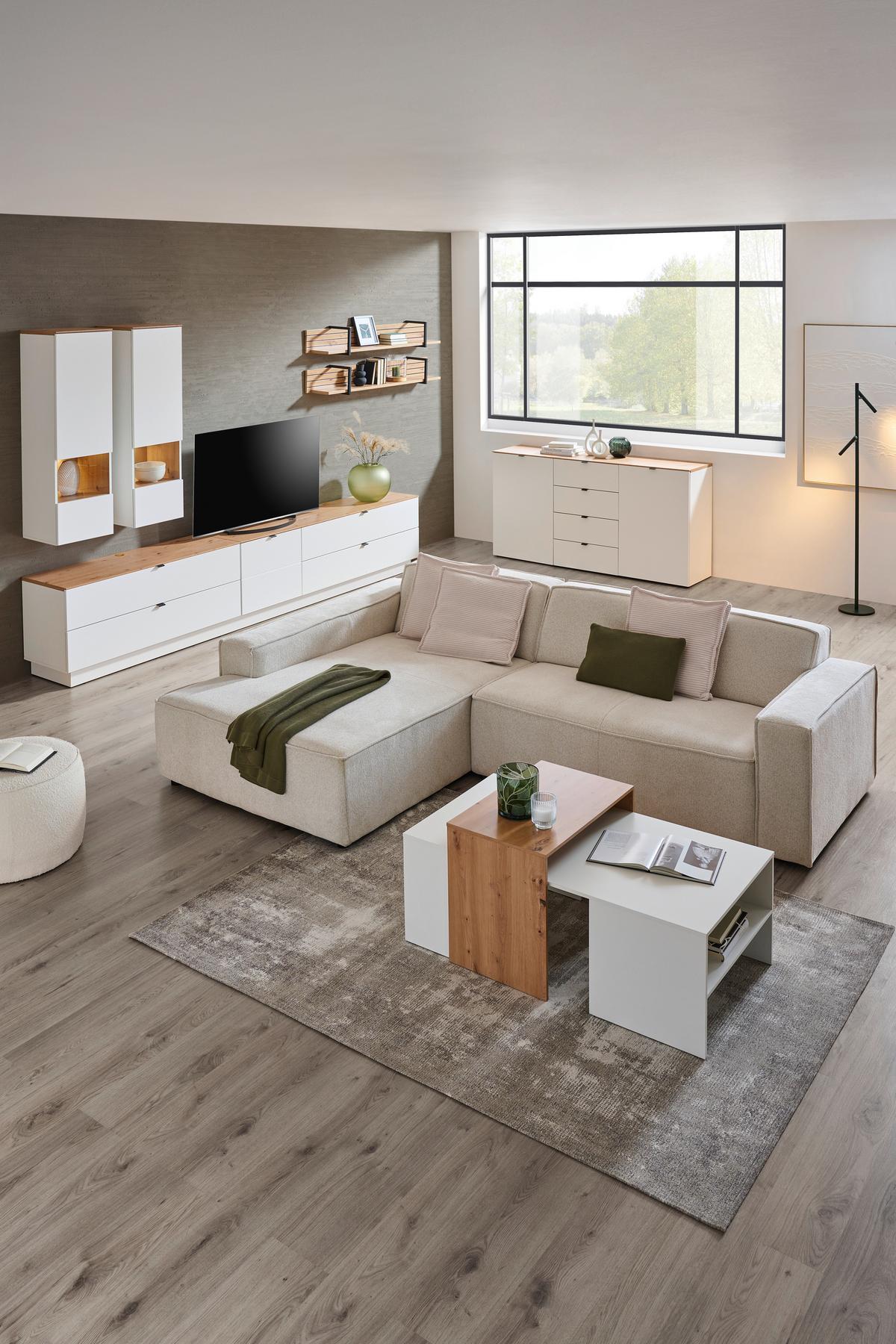 SZAFKA RTV DIANA   -HOM IN- - czarny/biały, Modern, materiał drewnopochodny/metal (140/62/44cm) - Hom`in