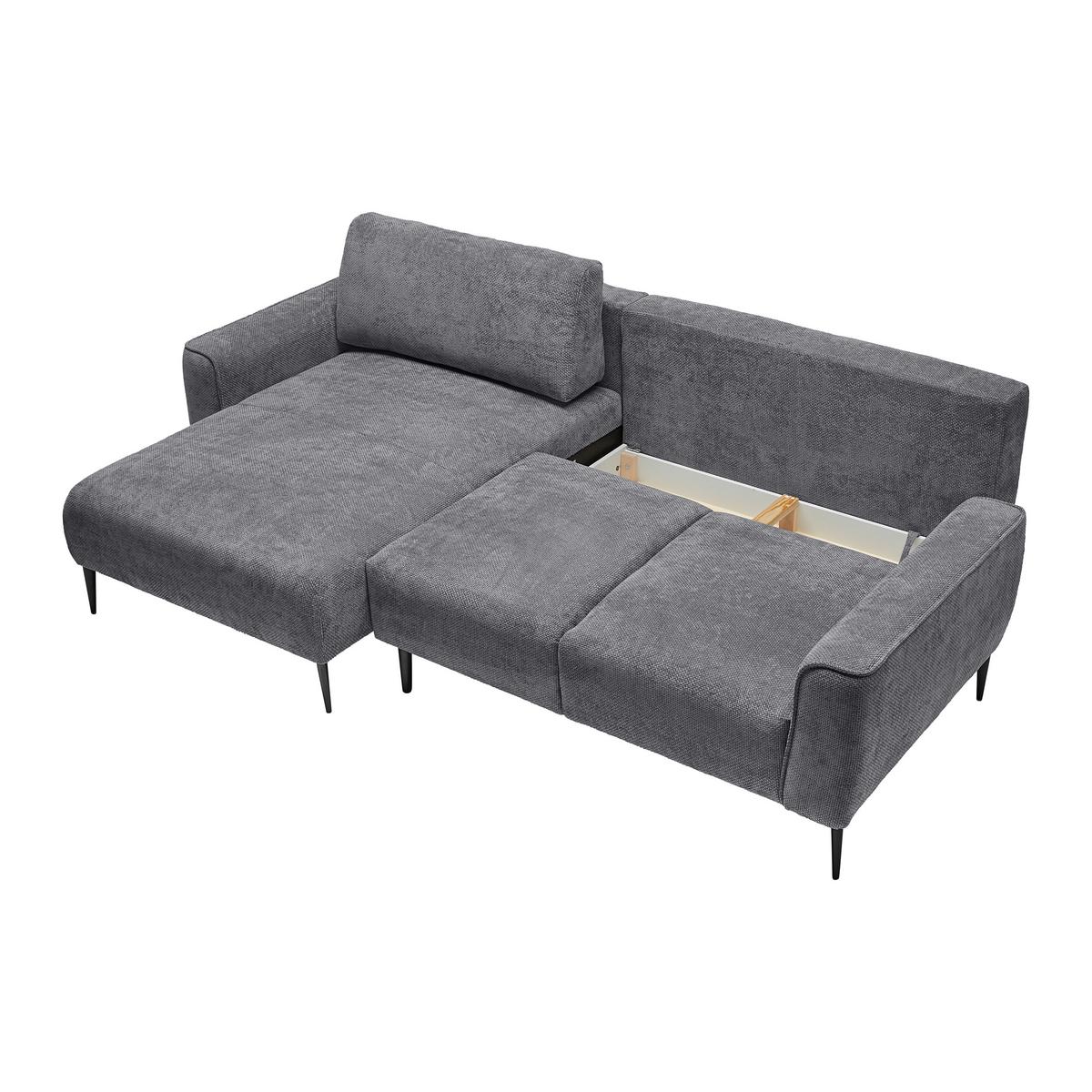 Ecksofa Custom Anthrazit - Anthrazit/Schwarz, MODERN, Textil/Metall (164/85/255cm) - Mömax