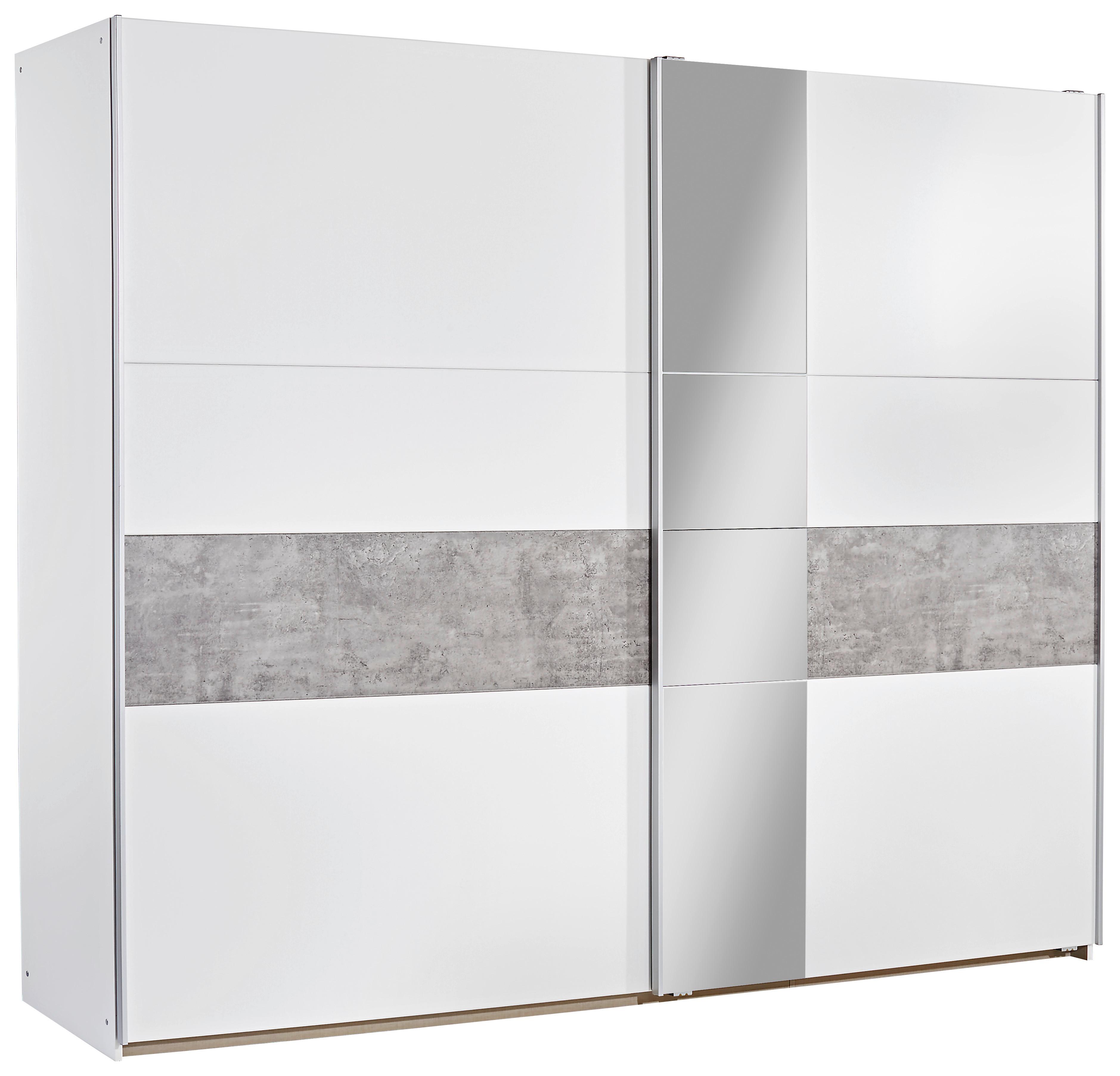 Dulap cu uşi glisante Korbach - alb/gri, Modern, material pe bază de lemn (261/210/59cm)