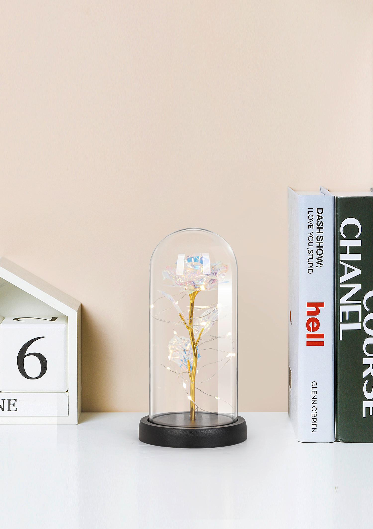 LED-DEKORATIONSLAMPA FLOWI - svart/transparent, Modern, plast (11/21cm) - Mömax