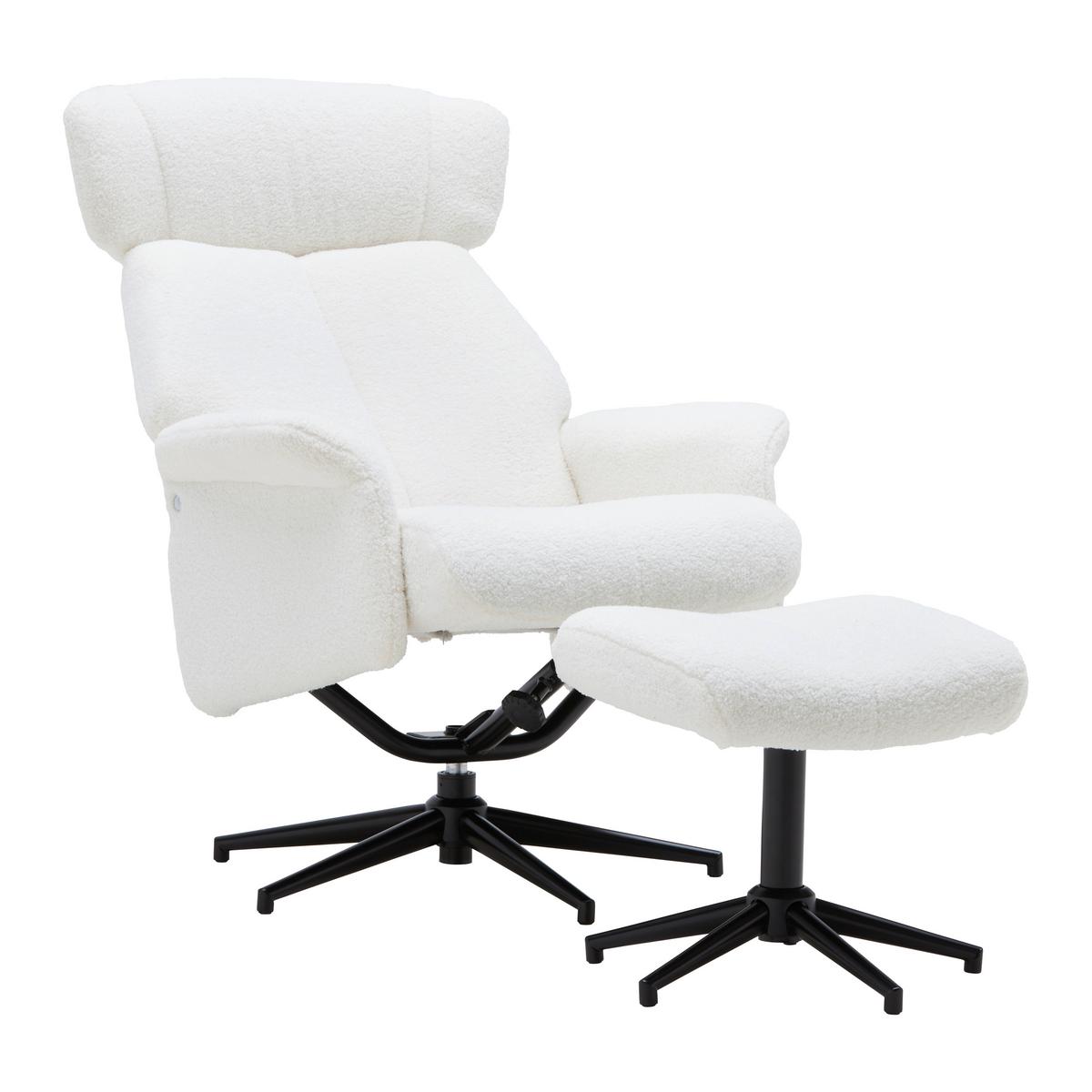 fauteuil relax in Weiss - noir/blanc, Modern, métal/textile (76/97-109/76-107cm) - Mömax
