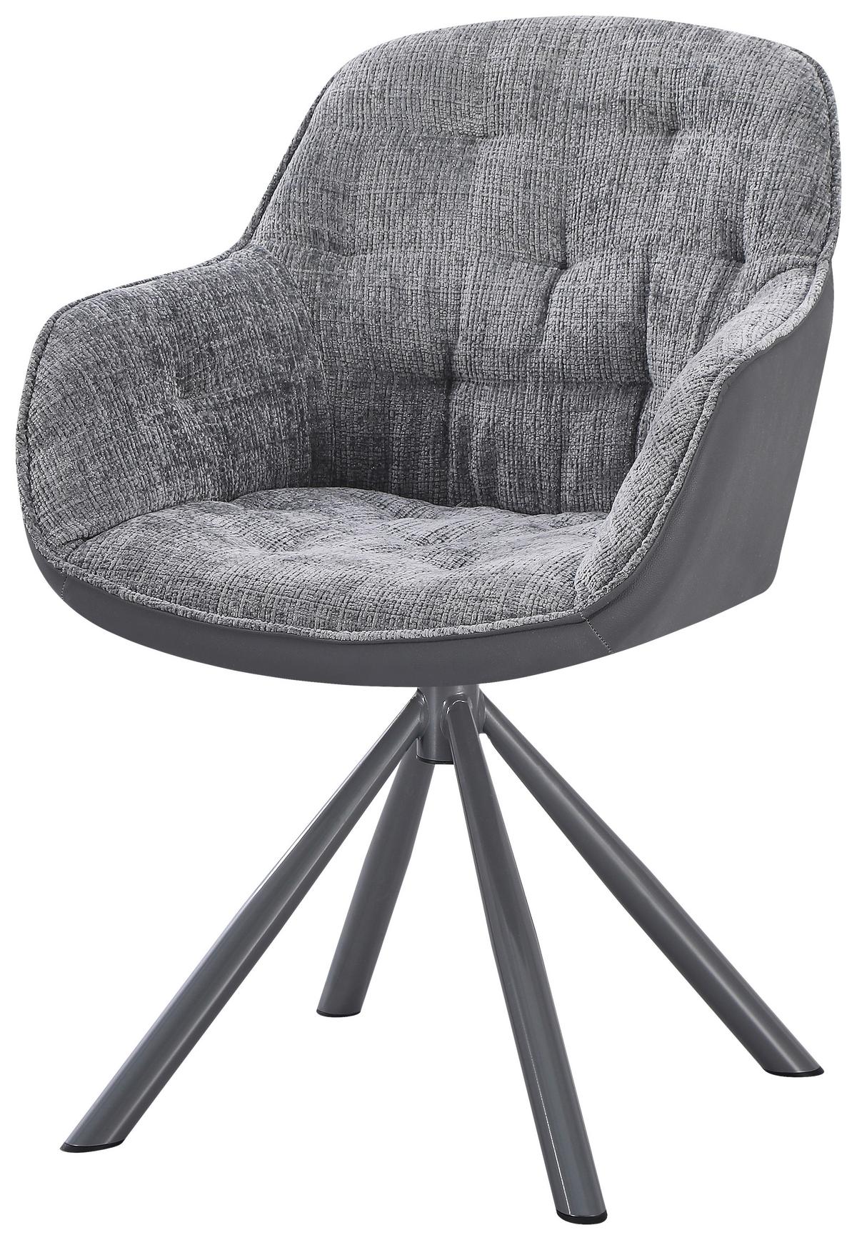 Armlehnstuhl Eileen Grau - Grau, MODERN, Textil/Metall (62/85/61cm) - Mömax