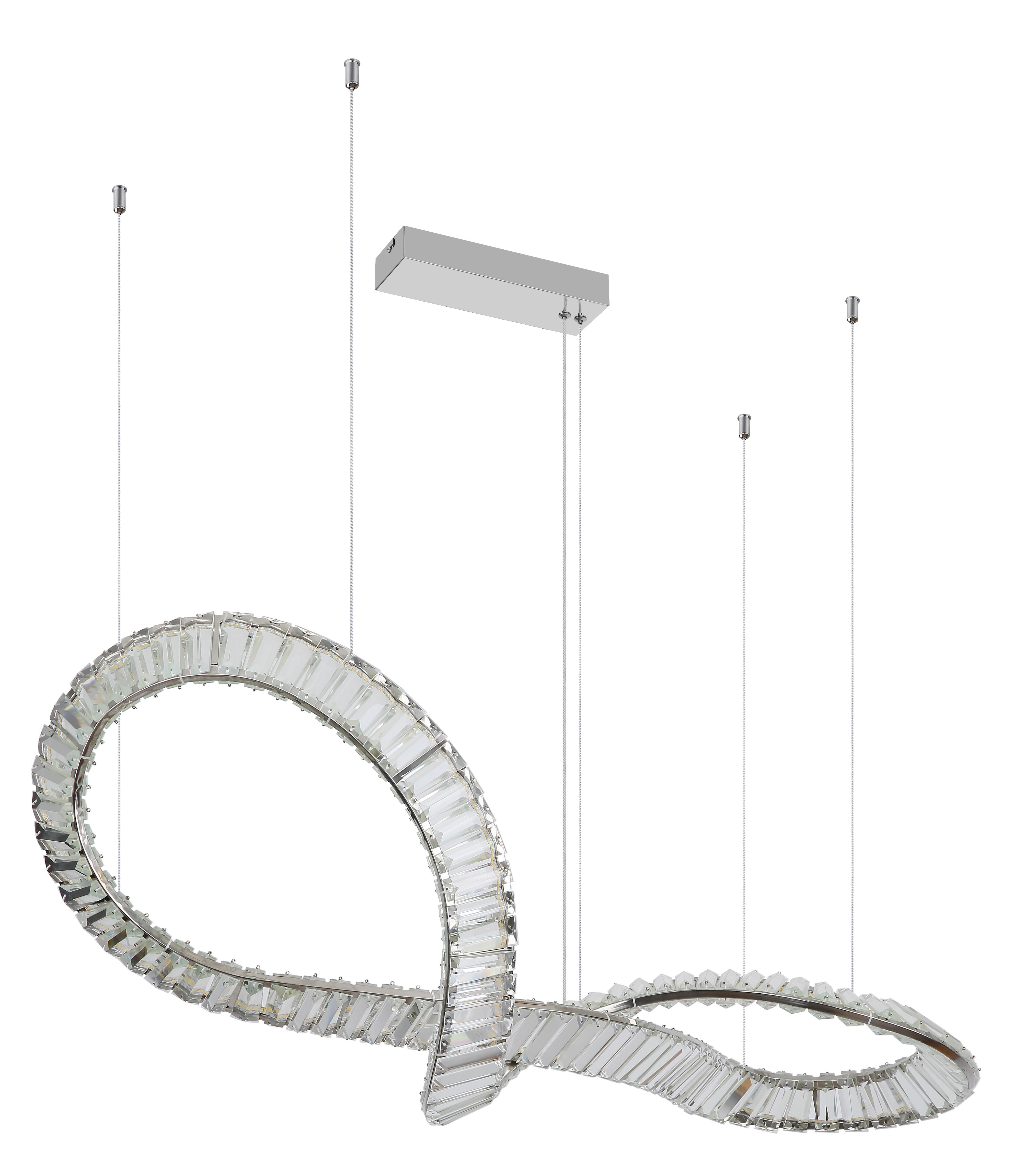 LED-HÄNGELEUCHTE 67339-72C NEIL - Klar/Chromfarben, Basics, Glas/Metall (110/33/120cm) - Globo