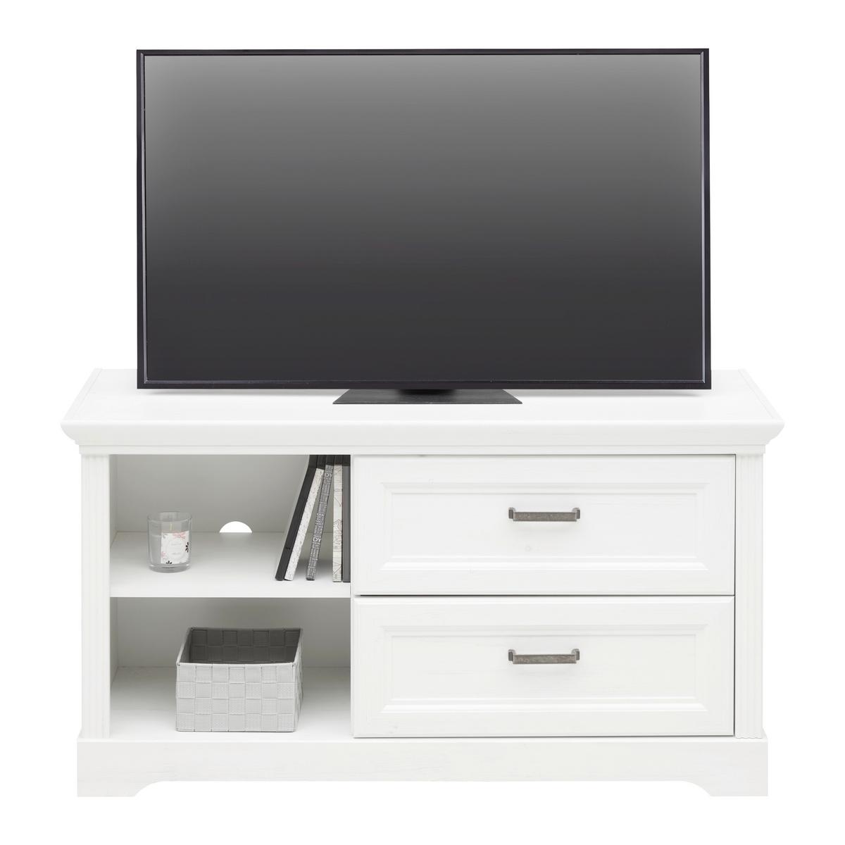TV-Element in Weiss - Weiss/Schwarz, Romantik / Landhaus, Holzwerkstoff/Kunststoff (112/60/42cm) - Zandiara