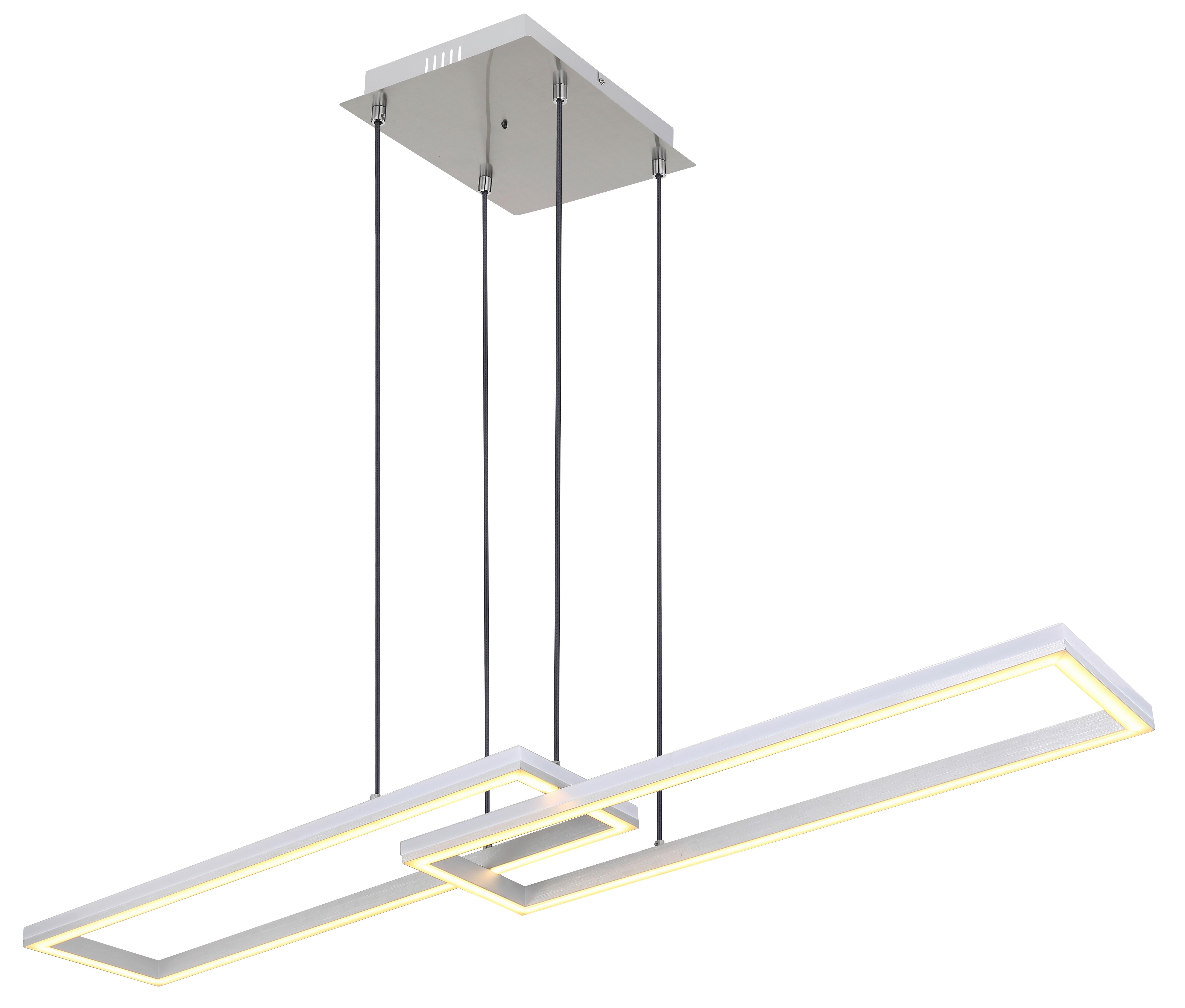 Hängeleuchte Salmos Opal/Silberfarben max. 40 Watt - Silberfarben/Opal, Trend, Kunststoff/Metall (119,5/25,5/120cm) - Globo