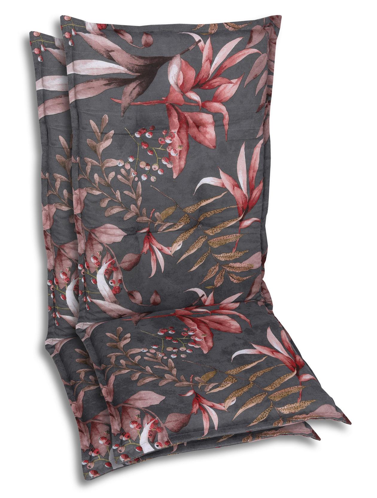 Sesselauflagenset Anthrazit/Braun/Rosa, 2-teilig - Anthrazit/Braun, Basics, Textil (50/7/120cm)