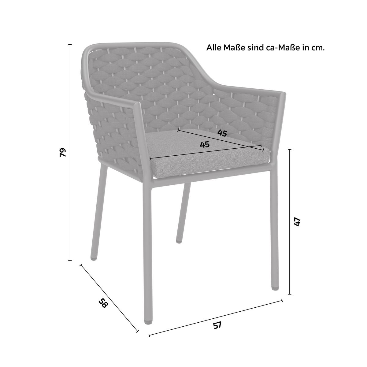 Gartenstuhl Louisa Anthrazit Aluminium - Anthrazit, Modern, Textil/Metall (57/79/58cm) - Mömax