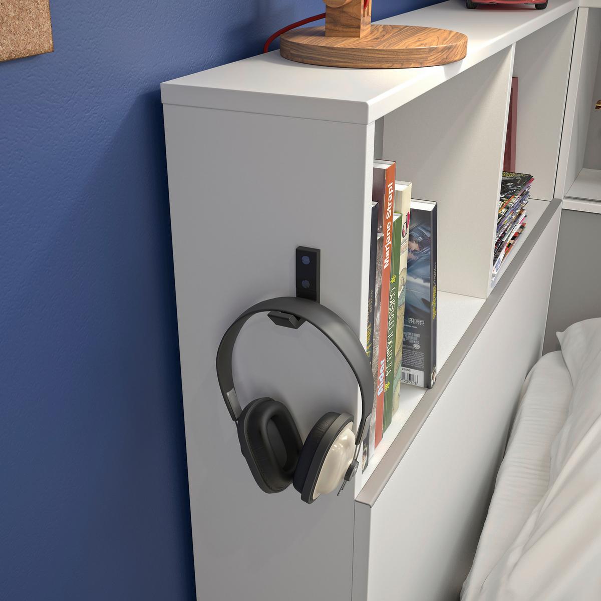 Postelja S Predaalom Erwan, Bela, Siva, 90x200cm - siva/bela, Moderno, leseni material (90/200cm) - MID.YOU