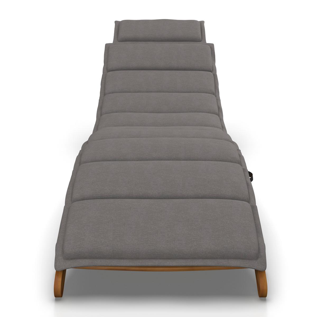 LEŻAK OGRODOWY BORA - szary, Modern, drewno/tkanina (180/54/62cm) - Bessagi Garden