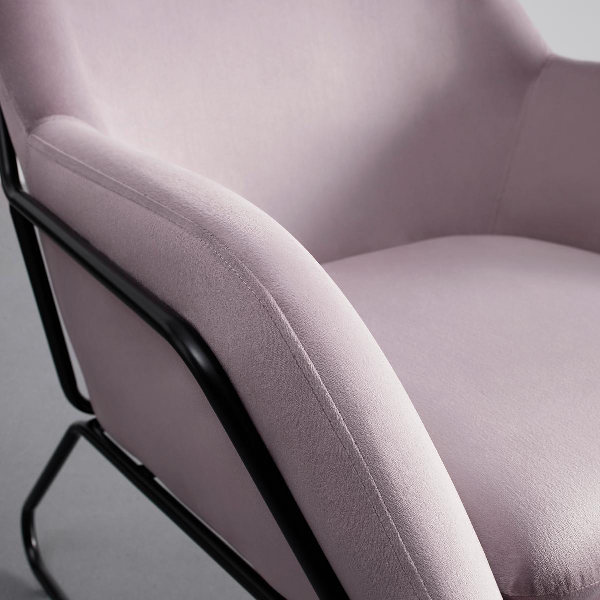 Relaxsessel Kezia Rosa Samt - Schwarz/Rosa, MODERN, Textil/Metall (71/84cm) - Bessagi Home
