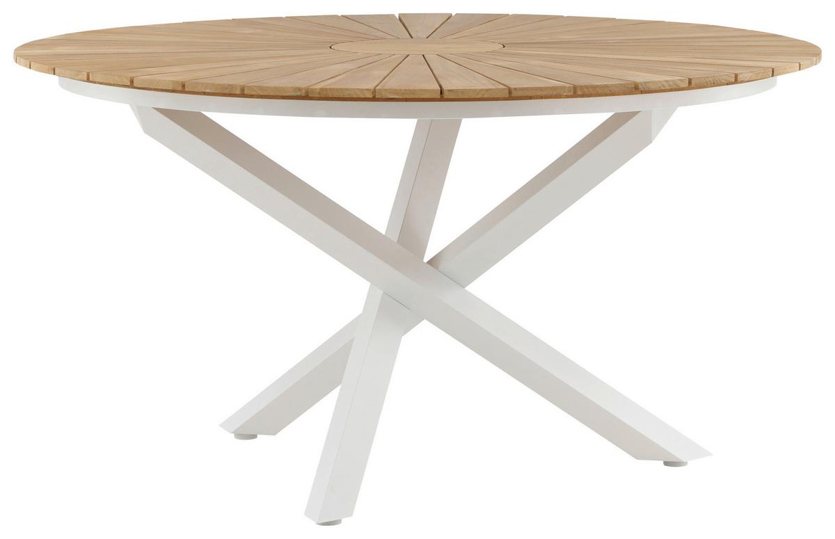 Gartentisch Mexico ca. 140x75 cm Alu Weiß/Teak - Weiß/Teakfarben, KONVENTIONELL, Holz/Metall (140/140/75cm) - Gardenson