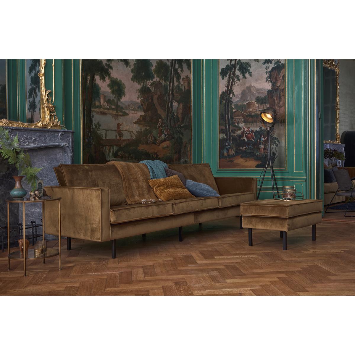 3-Sitzer Sofa Rodeo Honig B: 277cm - Schwarz/Honig, Design, Textil/Metall (277/85/86cm) - Livetastic