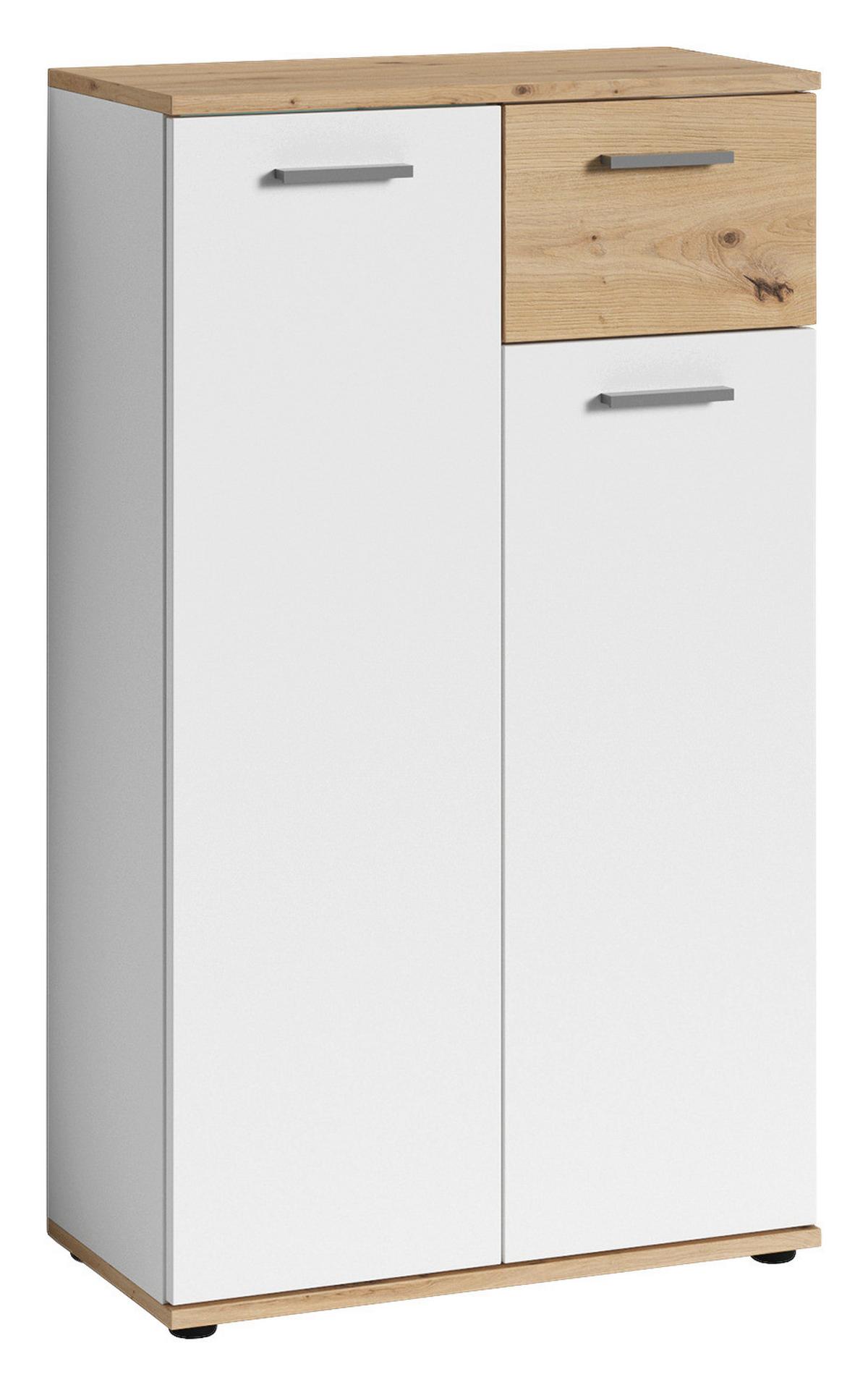 Kommode Jakob ca.60x102x30cm Weiß - Silberfarben/Weiß, LIFESTYLE, Holzwerkstoff/Kunststoff (60/102/30cm) - MID.YOU