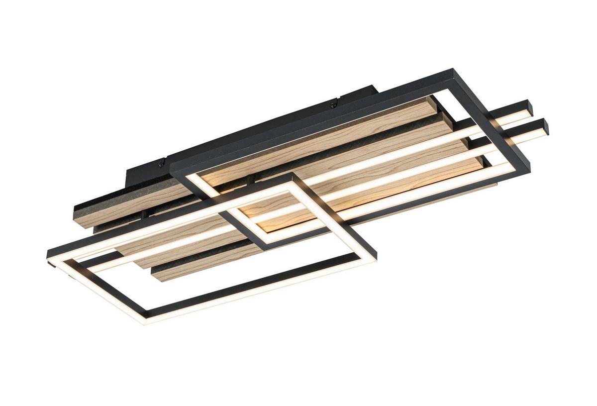 LAMPA SUFITOWA LED LONG BEACH *SBN* - kolor dębowy/czarny, Natur, materiał drewnopochodny/tworzywo sztuczne (65/26,5/9cm) - Novel
