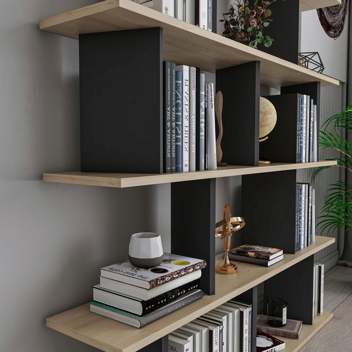 REGAL JORIN STANDREGAL - Anthrazit, Design, Holzwerkstoff (130/137/25cm) - Livetastic