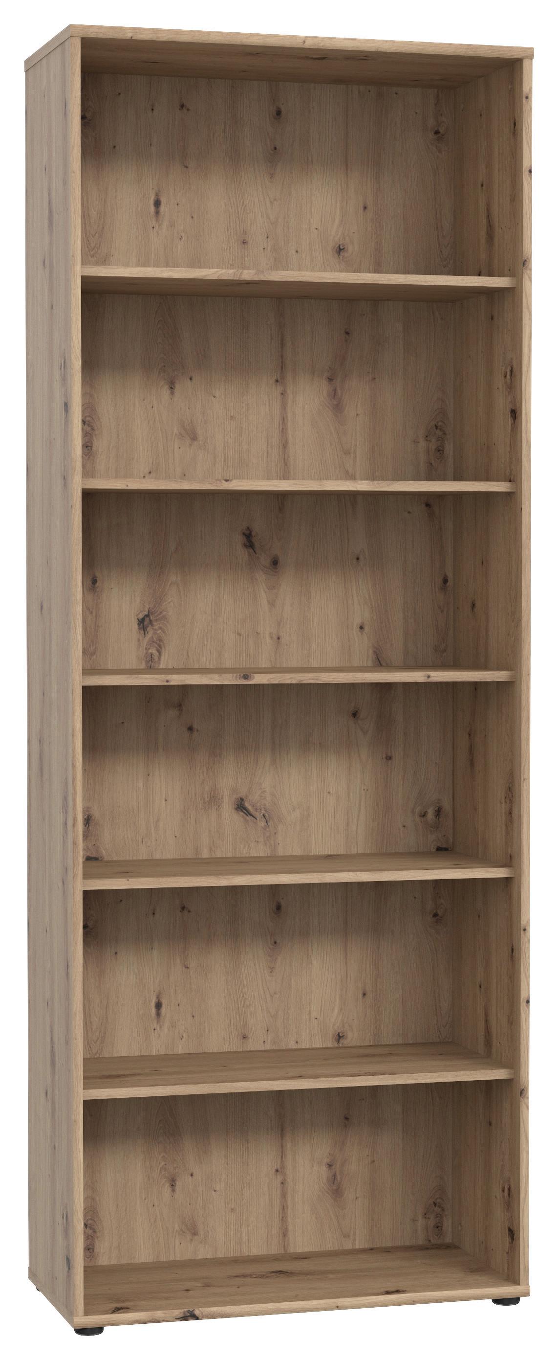 Regal Tempra 2, Barva Hrasta - barve aluminija/hrast artisan, Konvencionalno, leseni material (74/197,5/35cm) - Mömax