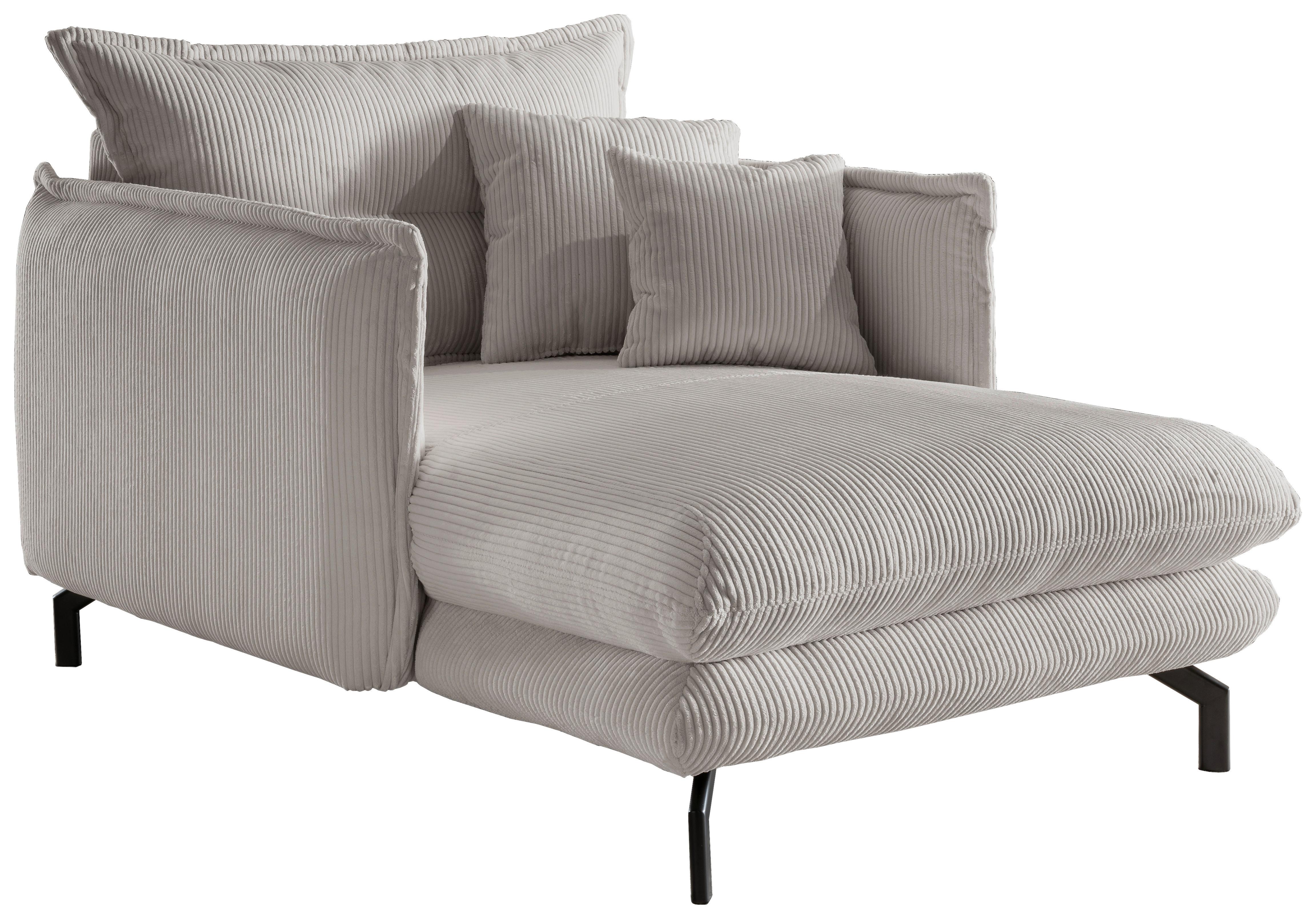 Relaxsessel Lava Silberfarben Cord - Silberfarben/Schwarz, MODERN, Textil/Metall (111/101/167cm) - Livetastic