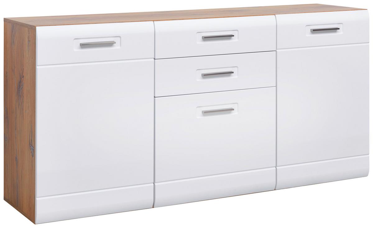 Komoda Auris - bijela/boje hrasta, Moderno, drvni materijal/plastika (163,2/81,3/43,1cm) - Modern Living