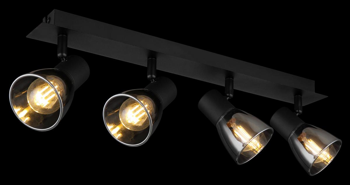 Strahler Claude in Schwarz max. 40 Watt - Schwarz, Design, Glas/Metall (50/7/15,5cm) - Globo