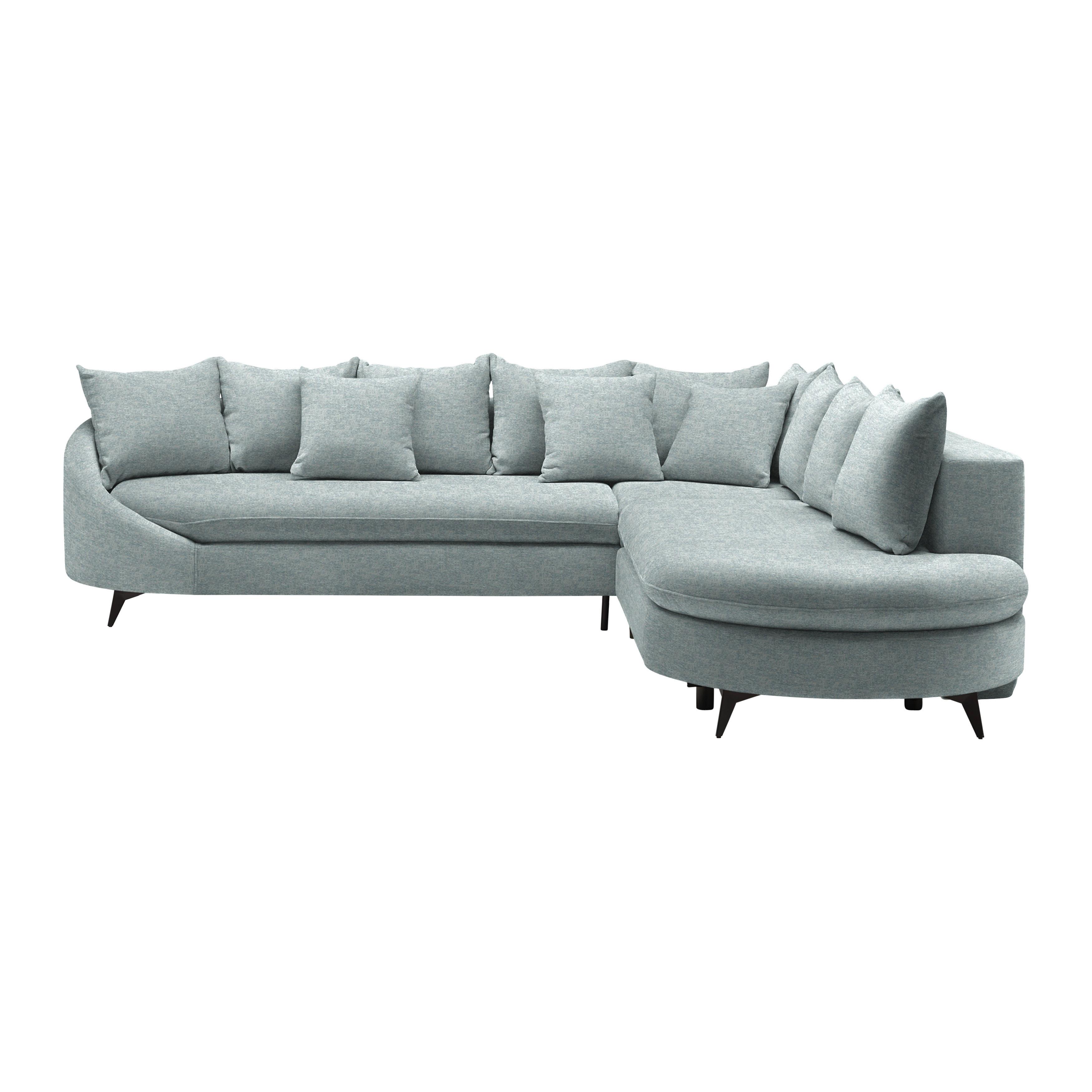 Ecksofa Axel Hellblau - Schwarz/Hellblau, MODERN, Textil/Metall (291/87/250cm) - Mömax