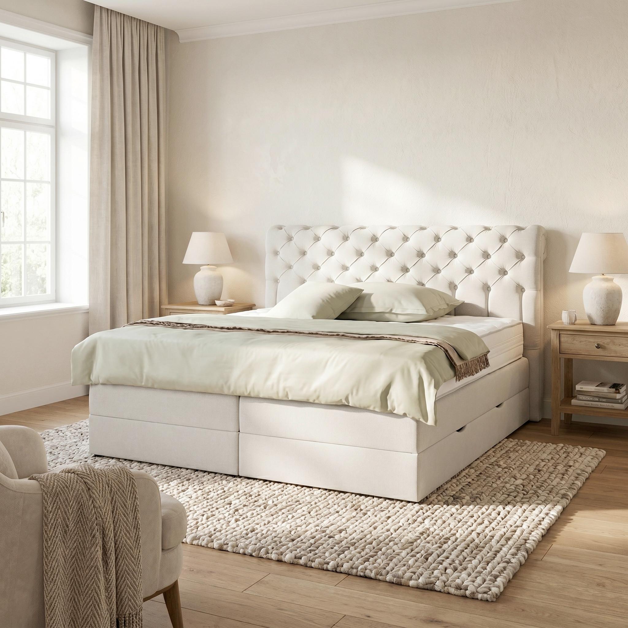 Boxspringbett Belano Hellgrau ca. 180x200cm - Hellgrau, KONVENTIONELL, Holz/Holzwerkstoff (180/200cm) - Premium Living