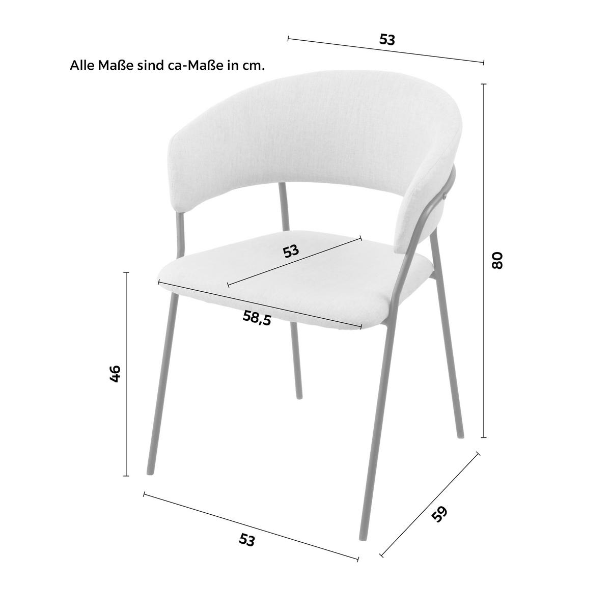 Armlehnstuhl Alice in Beige - Beige/Schwarz, Design, Holz/Textil (53/80/59cm) - Mömax