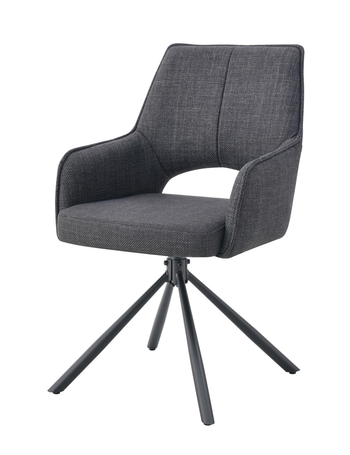 Set Naslanjačev Jana, Antracit, 2 Kos - antracit, Moderno, kovina/tekstil (57/91/64cm) - MID.YOU