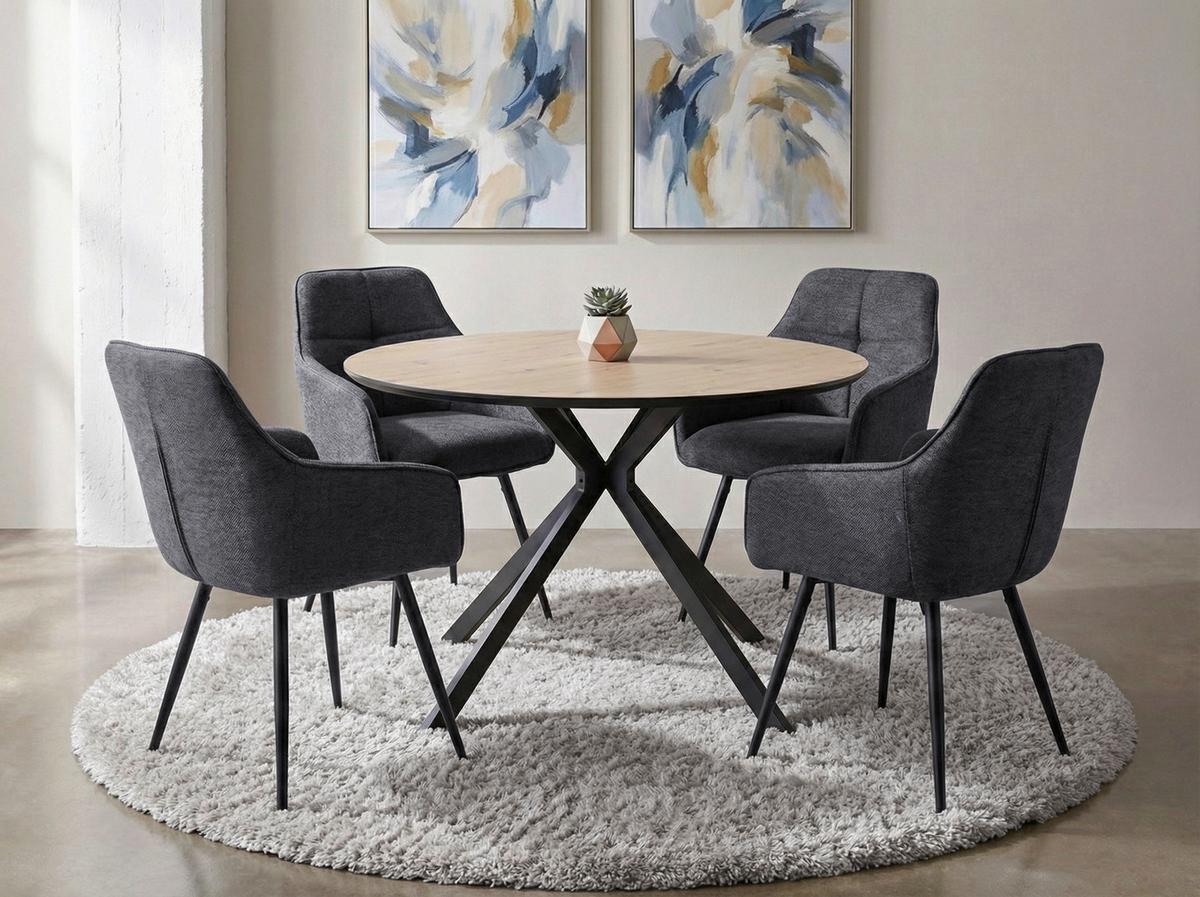 ARMLEHNSTUHL-SET VERONA I S 2ER-SET - Anthrazit/Schwarz, MODERN, Textil/Metall (53/85/62cm) - P & B