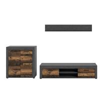 ANSAMBLU MOBILIER CAMERA DE Z JAM - culoare natur/gri, Design, material pe bază de lemn (255/159/35cm) - Modern Living