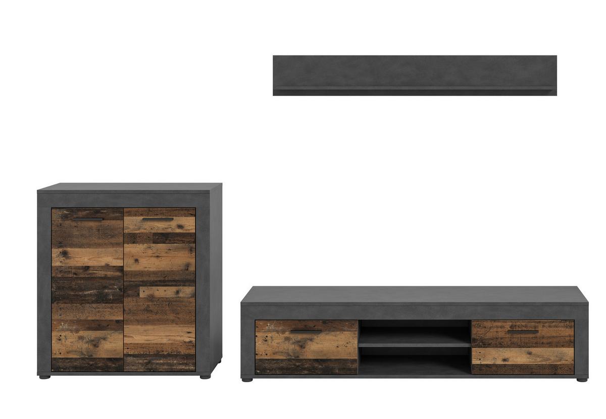 ANSAMBLU MOBILIER CAMERA DE Z JAM - culoare natur/gri, Design, material pe bază de lemn (255/159/35cm) - Modern Living