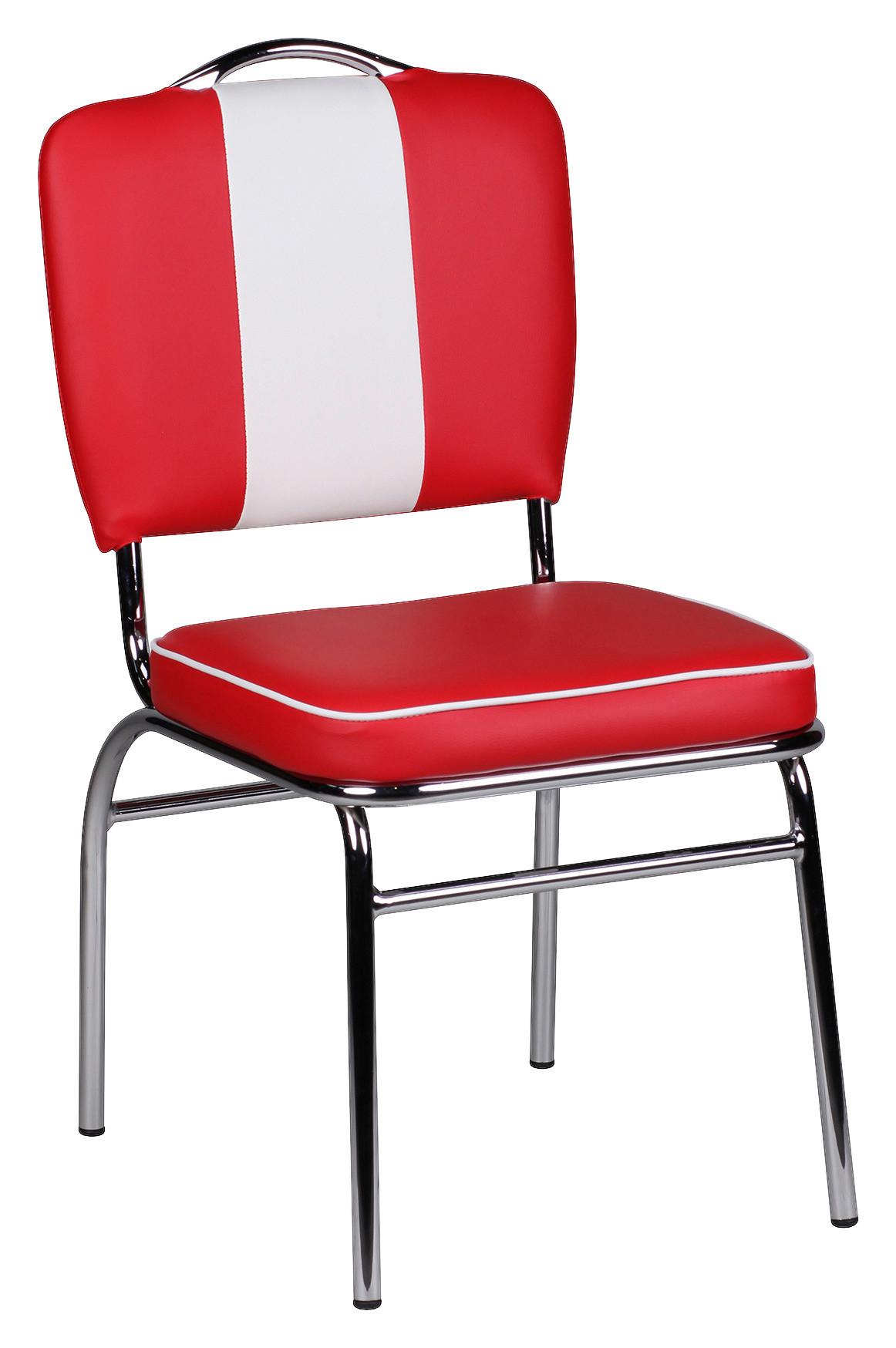 Stol Elivis - rdeča/srebrne barve, Moderno, kovina/umetna masa (47/90/45cm) - MID.YOU
