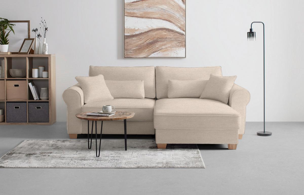 Wohnlandschaft Angelo Creme - Creme, MODERN, Holz/Holzwerkstoff (255/185cm) - Mömax