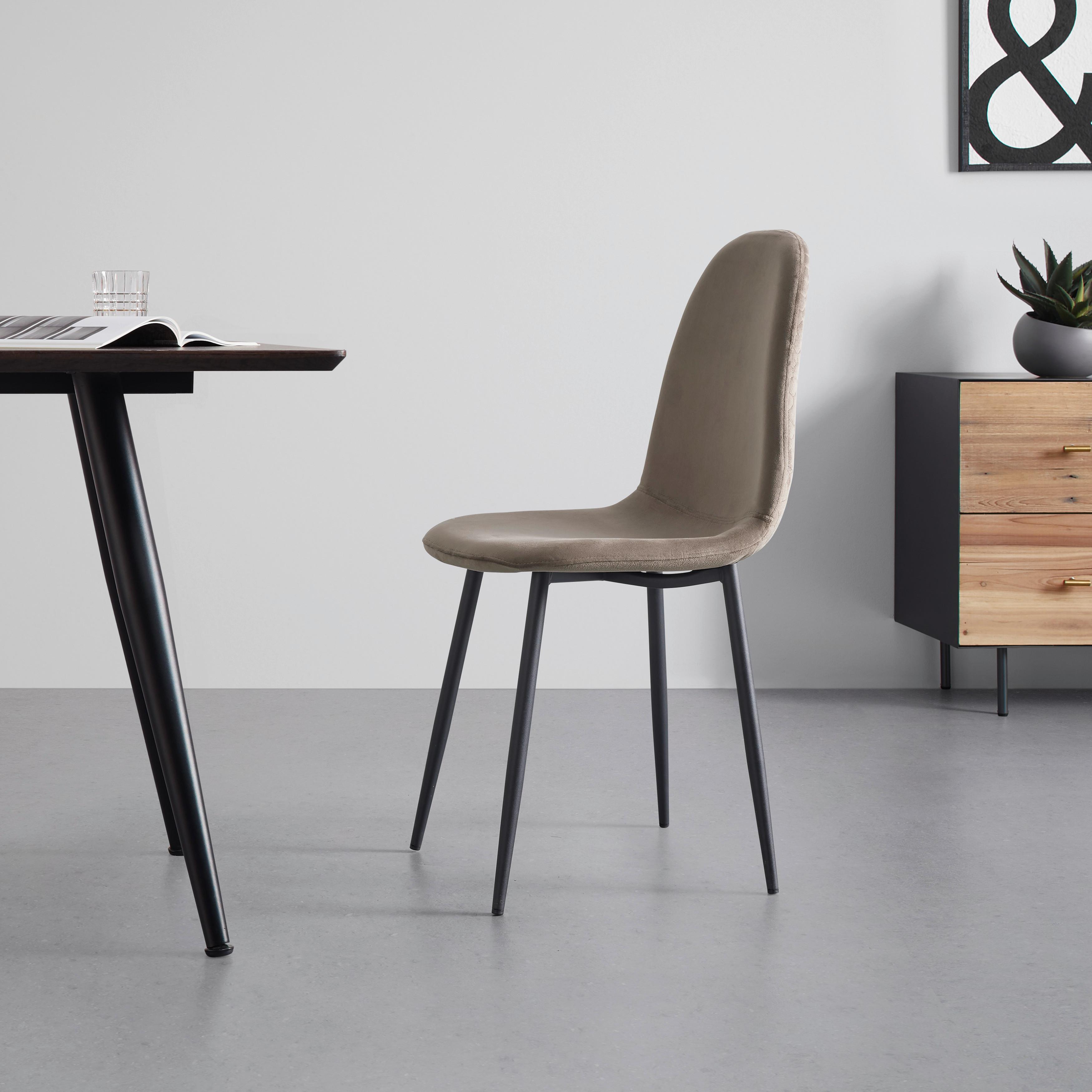 Stuhl Ida in Braun Samtbezug - Schwarz/Braun, MODERN, Holz/Textil (44/89/41,5cm) - Bessagi Home