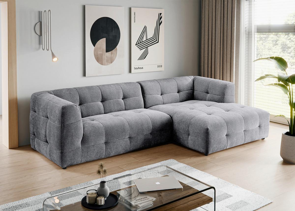 Ecksofa Tenso Grau - Schwarz/Grau, Basics, Holz/Kunststoff (292/161cm) - MID.YOU