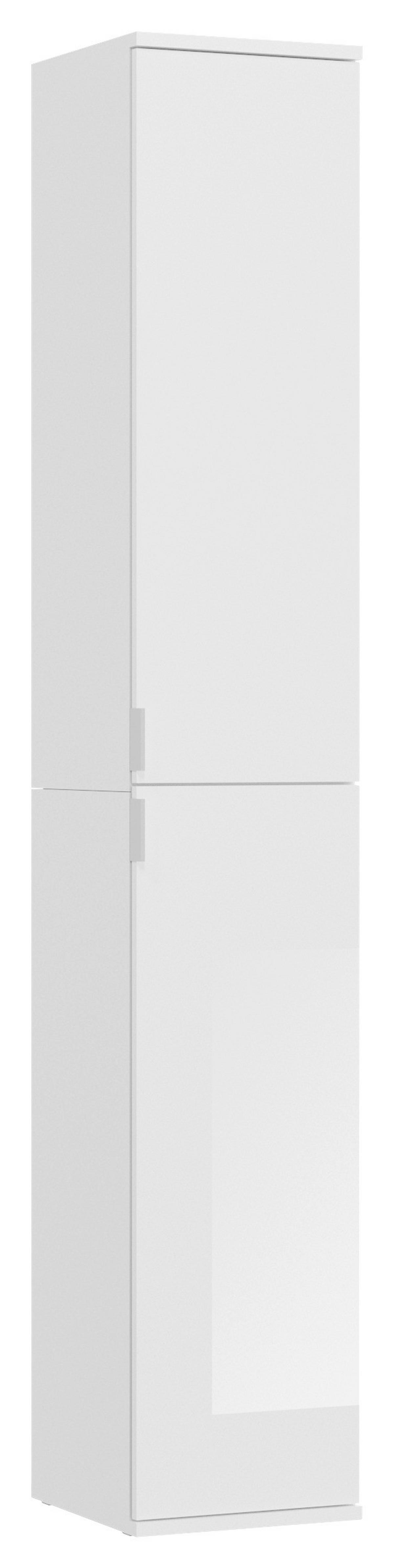 Mehrzweckschrank Projekt X ca. 32,5x193 cm Weiß - Chromfarben/Weiß Hochglanz, MODERN, Holzwerkstoff/Metall (32,5/193/37cm) - MID.YOU