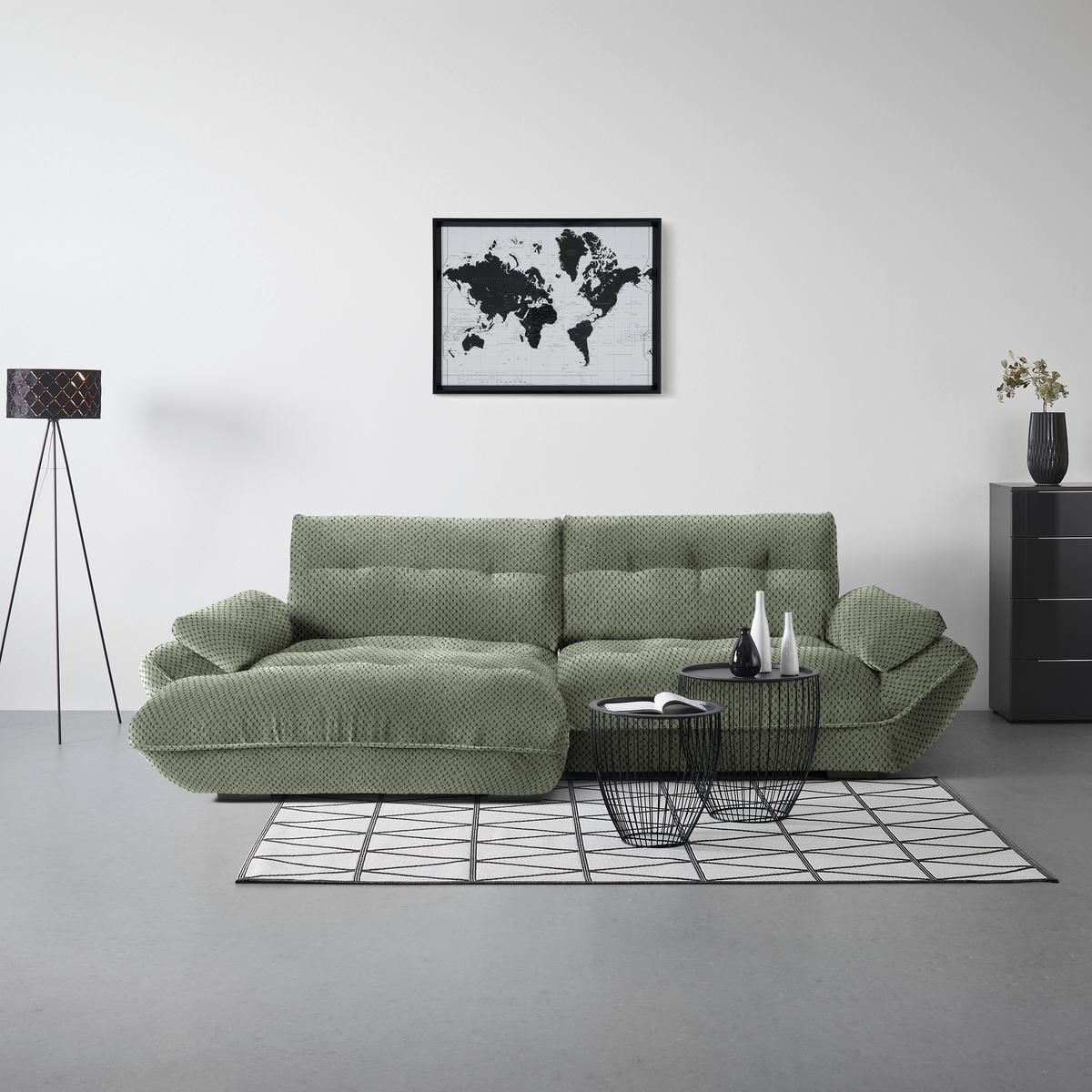 Wohnlandschaft Vivo Grün - Schwarz/Grün, MODERN, Kunststoff/Textil (179/63/317cm) - Premium Living