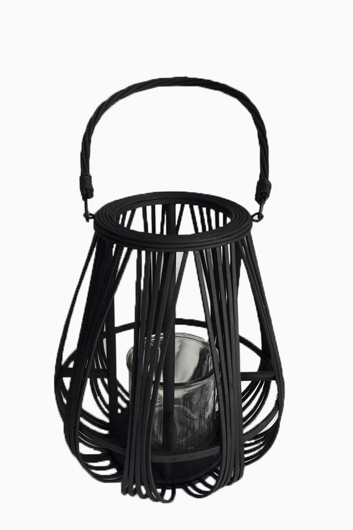 LATARNIA 34441101-NEW INDUSTRY - czarny, Trend, drewno (28/33/28cm)