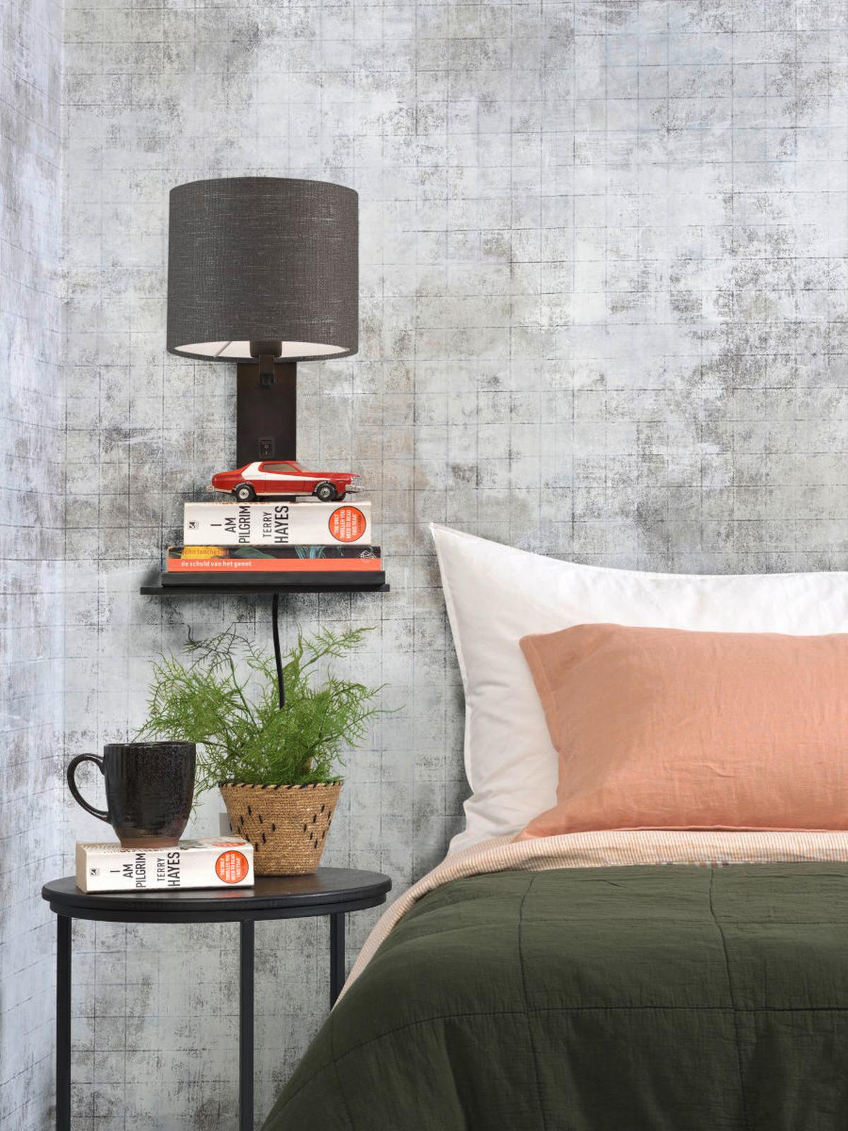 Stenska Svetilka Andes, Temno Siva, Črna - temno siva/črna, Trend, tekstil/les (19/24/36cm) - Good & Mojo