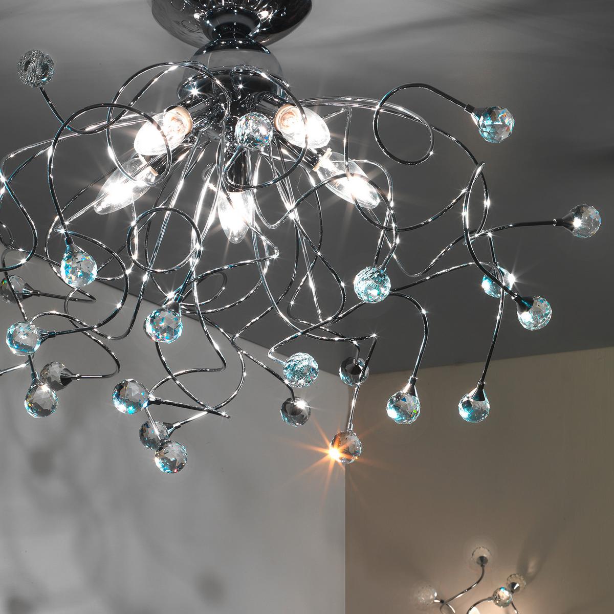 Deckenleuchte Trilly Chromfarben max. 6 Watt - Chromfarben, KONVENTIONELL, Glas/Metall (60/42cm)