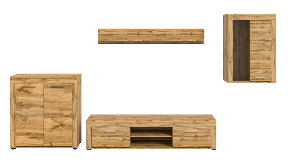 ANSAMBLU MOBILIER CAMERA DE Z JAM - stejar Wotan, Design, sticlă/material pe bază de lemn (330/169/35cm) - Modern Living
