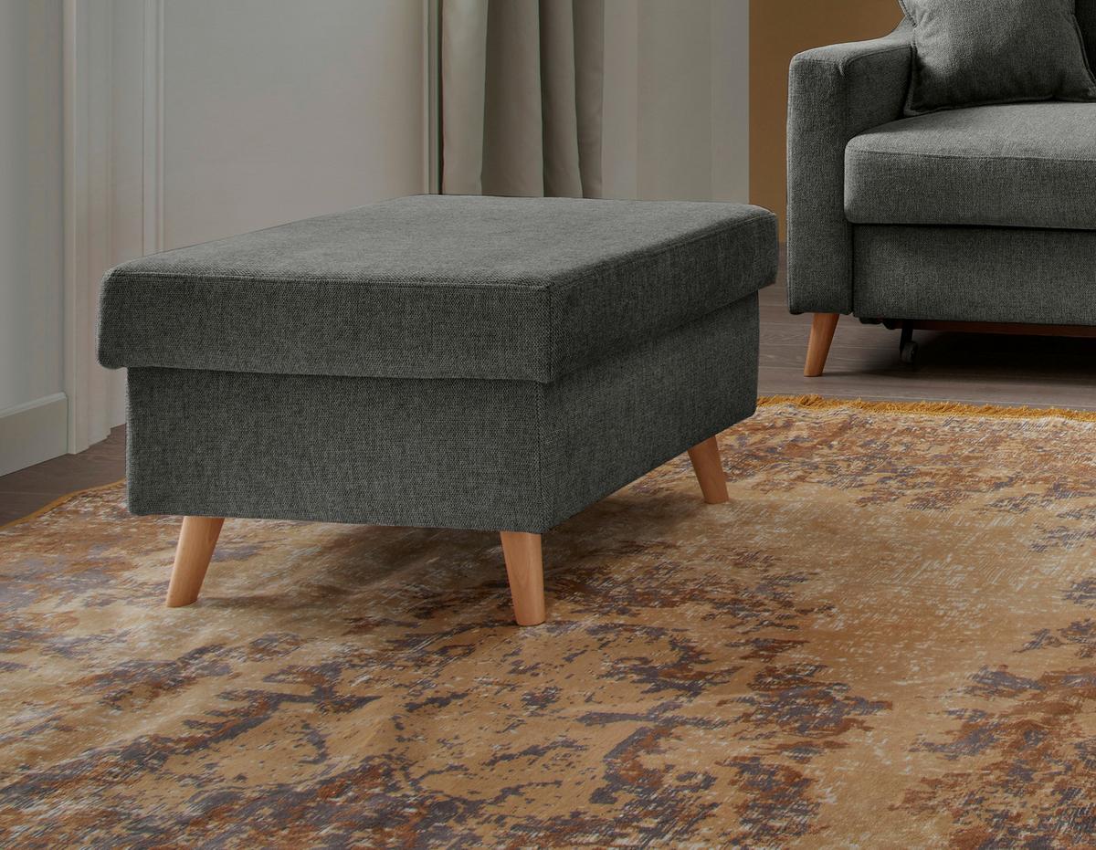 Hocker Valentina Anthrazit Struktur - Anthrazit/Naturfarben, KONVENTIONELL, Holz/Textil (61/43/61cm) - P & B
