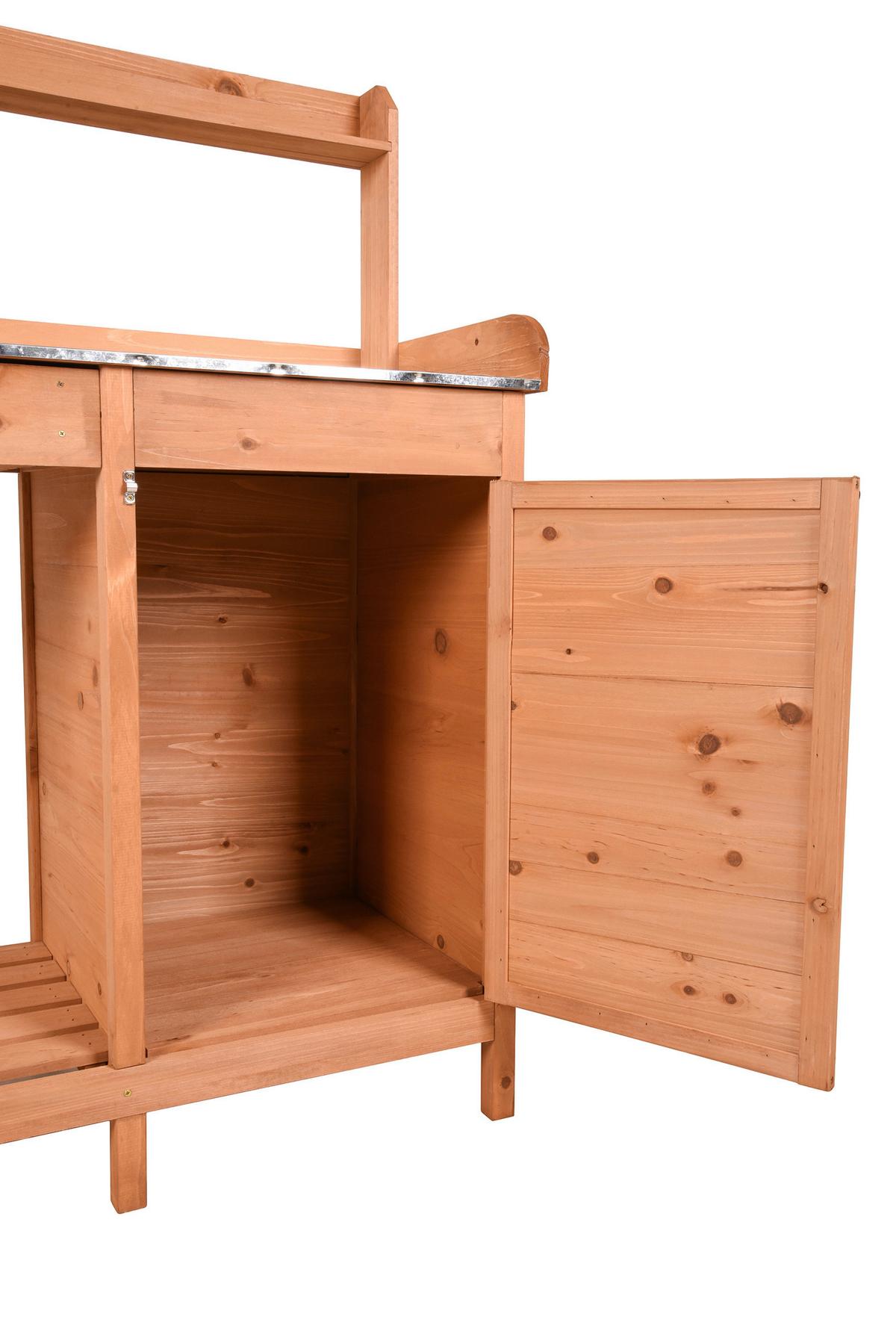 PFLANZTISCH GEWÄCHSHAUS AUS HOLZ - Silberfarben/Braun, MODERN, Holz/Metall (45,5/125/112,3cm) - Gardenson