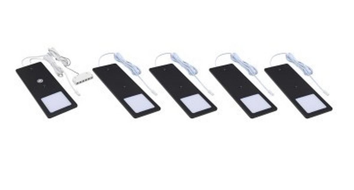 Unterbauleuchten-Set 313-925, 5 Stück - Schwarz, MODERN, Kunststoff (19/0,4/7cm) - Mömax